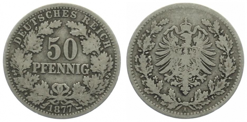 Kaiserreich 50 Pfennig 1877 A - kleiner Adler